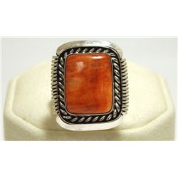 Navajo Spiny Oyster Sterling Silver Women's Ring - Eugene Belone