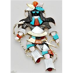 Zuni Multi-Stone Kachina Pendant & Pin - Jonathan Beyuka