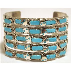 Zuni Turquoise Sterling Silver Snake Cuff Bracelet - Effie Calavaza