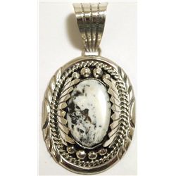 Navajo White Buffalo Sterling Silver Pendant - Mary Ann Spencer