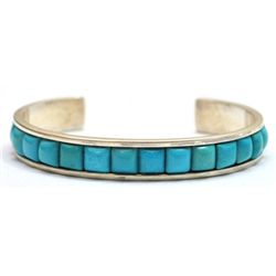 Zuni Turquoise Sterling Silver Cuff Bracelet - AB