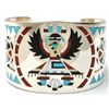 Image 1 : Zuni Multi-Stone Inlay Knifewing Kachina Sterling Silver Cuff Bracelet - Dennis & Nancy Edaakie