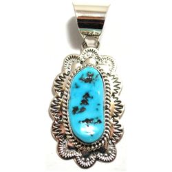 Navajo Sleeping Beauty Turquoise Sterling Silver Pendant - Mary Ann Spencer