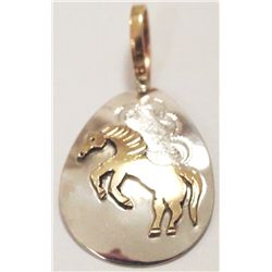 Navajo 12k Gold Fill over Sterling Silver Standing Horse Pendant - Roger Jones