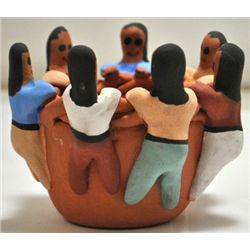 Navajo 7-Child Storyteller Bowl Pottery - Eva Plummer