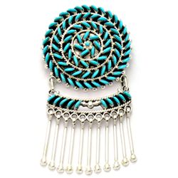 Zuni Turquoise Sterling Silver Hangers Pendant & Pin - Octavius & Irma Seowtewa