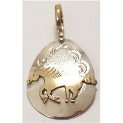 Navajo 12k Gold Fill over Sterling Silver Running Horse Pendant - Roger Jones