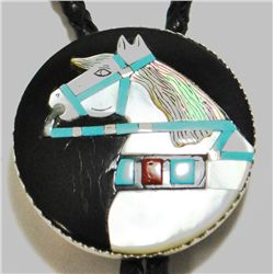 Zuni Multi-Stone Horse Sterling Silver Bolo Tie - Bobby Concho