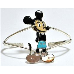 Zuni Multi-Stone Mickey Mouse Sterling Silver Cuff Bracelet - Andrea Shirley