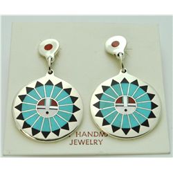 Zuni Multi-Stone Sun Earrings - Fred & Lolita Natachu