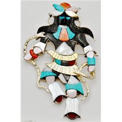 Zuni Multi-Stone Kachina Pendant & Pin - Jonathan Beyuka