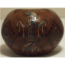 Navajo Etched Painted & Finished Yei Pottery - Nancy Chilly