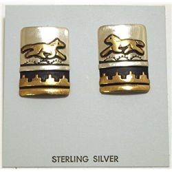 Navajo 12k Gold Fill over Sterling Silver Horses Post Earrings - Tommy Singer