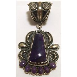 Old Pawn Navajo Sugilite Sterling Silver Pendant - Kirk Smith