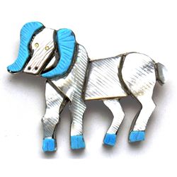 Zuni Multi-Stone Ram Pendant & Pin - Stephan Lonjose