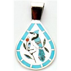 Zuni Multi-Stone Blue Bird Pendant - Dennis & Nancy Edaakie