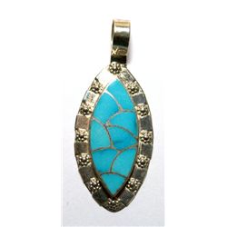 Zuni Turquoise Sharp Oval Pendant