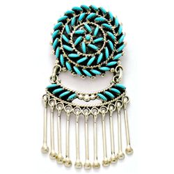 Zuni Turquoise Sterling Silver Pendant & Pin - Octavius & Irma Seowtewa