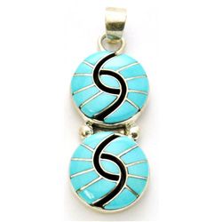 Zuni Turquoise Double Circle Pendant - Amy Quandelacy