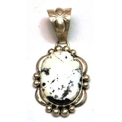 Navajo White Buffalo Sterling Silver Pendant - Mary Ann Spencer