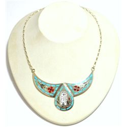 Zuni Multi-Stone Owl Sterling Silver Necklace - Dennis & Nancy Edaakie