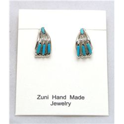 Zuni Turquoise Horn-Shaped Earrings