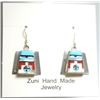 Image 3 : Zuni Turquoise Bead Multi-Stone Sun Face Sterling Silver Necklace & Earrings Set - Raylan & Patty Ed