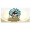 Image 1 : Zuni Multi-Stone Inlay Sun Face Sterling Silver Women's Ring - Emma Romancito