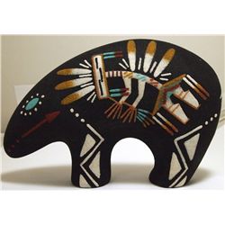 Navajo Sand Painting Kachina on Bear Pottery - Eva Betone