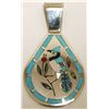 Image 1 : Zuni Multi-Stone Inlay Bluebird Sterling Silver Pendant - Dennis & Nancy Edaakie