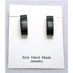 Zuni Onyx Half-Ring Earrings