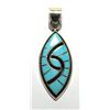 Image 1 : Zuni Onyx and Turquoise Sharp Oval Pendant - Amy Quandelacy