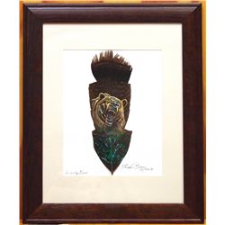 Navajo Grizzly Bear Feather Painting - Donovan Begay