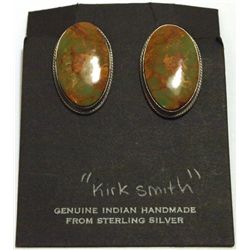 Old Pawn Navajo Kingman Turquoise Sterling Silver Clip-On Earrings - Kirk Smith