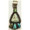 Image 1 : Old Pawn Navajo Multi-Turquoise Sterling Silver Pendant - Bea Tom