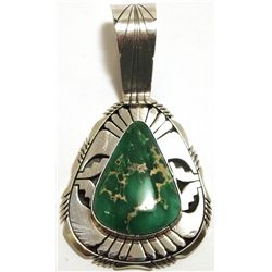 Navajo Broken Arrow Turquoise Sterling Silver Pendant - Eugene Belone