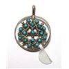 Image 1 : Zuni Coral and Turquoise Spinner Pendant