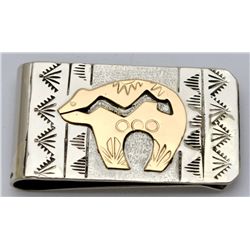 Navajo 12k Gold Fill Over Sterling Silver Bear Money Clip - Roger Jones