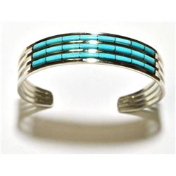 Zuni Turquoise Sterling Silver Cuff Bracelet - Anselm Wallace