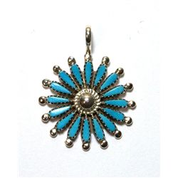 Zuni Turquoise Small Flower Pendant