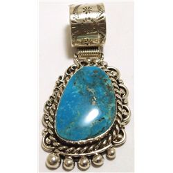 Navajo Kingman Turquoise Sterling Silver Pendant - Vivian Jones