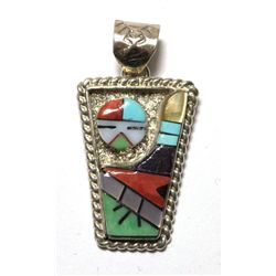 Zuni Multi-Stone Trapezoid Sun Pendant