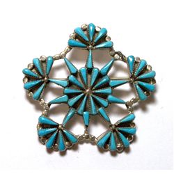 Zuni Turquoise Star Flower Pendant & Pin