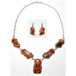 Navajo Spiny Oyster Necklace & Earrings Set - Mary Ann Spencer