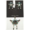 Image 1 : Zuni Multi-Stone Inlay Sterling Silver Pendant/Pin & Earrings Set - Keith Leekity