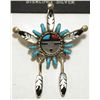 Image 2 : Zuni Multi-Stone Inlay Sterling Silver Pendant/Pin & Earrings Set - Keith Leekity