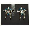 Image 3 : Zuni Multi-Stone Inlay Sterling Silver Pendant/Pin & Earrings Set - Keith Leekity