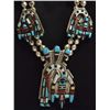 Image 2 : Zuni Multi-Stone Inlay Rainbow Kachina Sterling Silver Necklace & Earrings Set - Herbert Cellicion