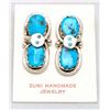 Image 1 : Zuni Turquoise Large Snake Earrings - Effie Calavaza