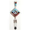 Image 1 : Zuni Multi-Stone Inlay Sun Face Spinner Sterling Silver Pendant - Don Dewa